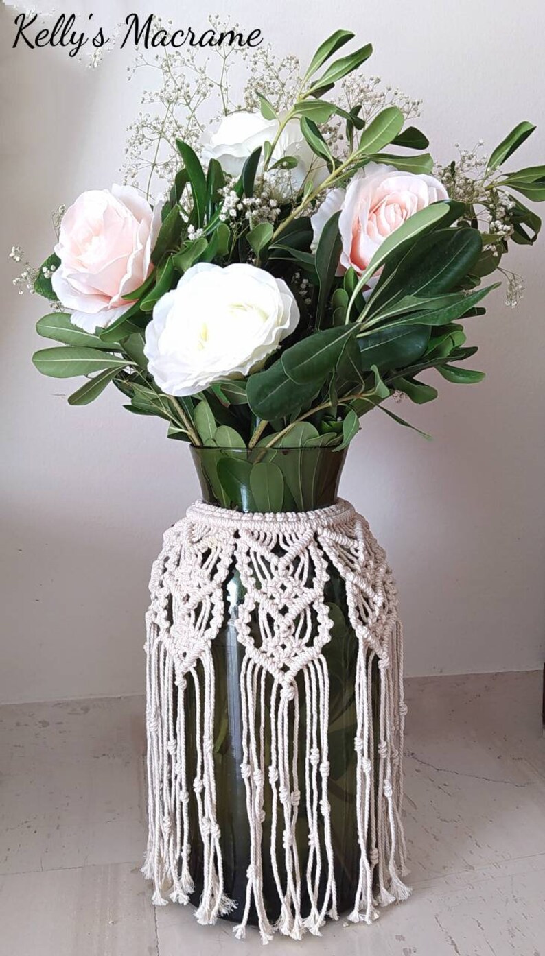 Macrame Vase Cover Two Hearts in One Jar cover Home decor Etsy