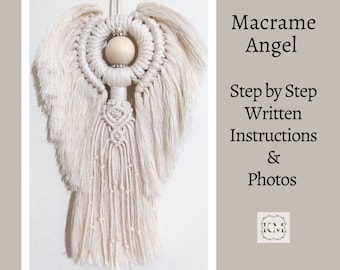 Macramé-engelpatroon. Digitale pdf-download. Stapsgewijze schriftelijke instructies. DIY-huisdecoratie