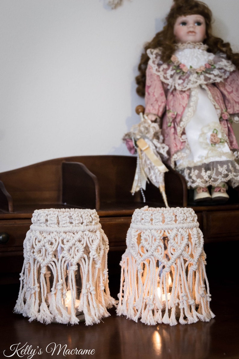 Macrame Jar Cover Macrame Vase Covers Candle Holder Mason Etsy