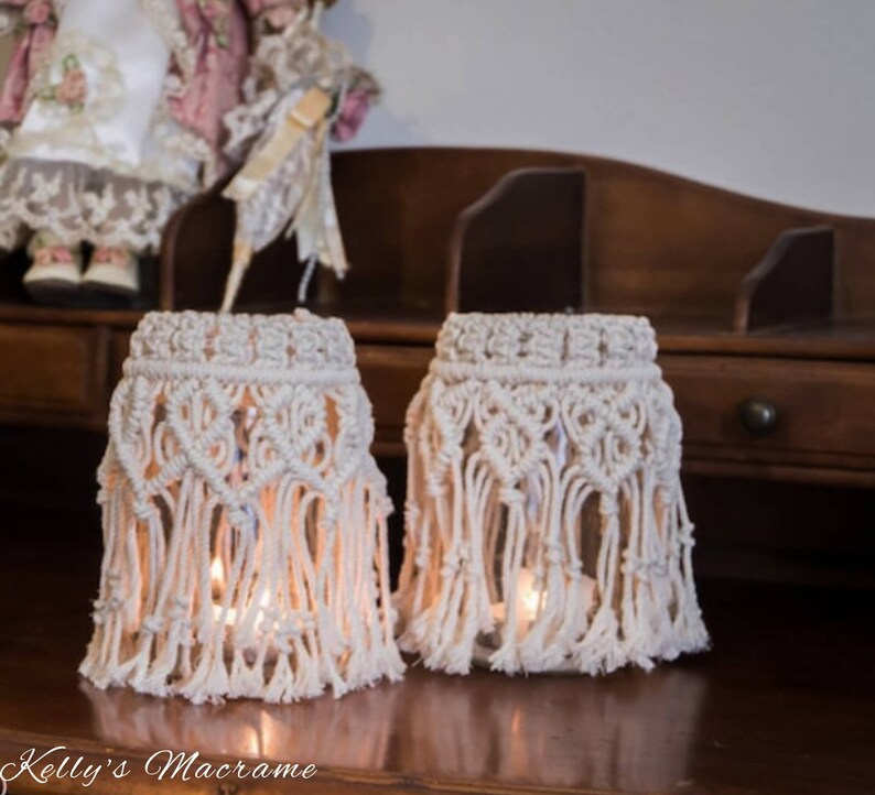 Macrame Jar Cover Macrame Vase Covers Candle Holder Mason Etsy