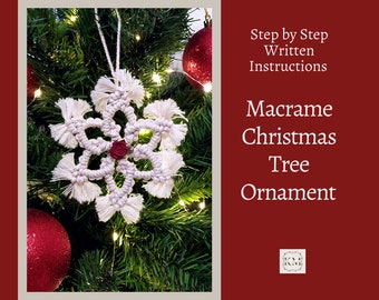 Patrón de adorno de estrella de macramé DIY, descarga instantánea en PDF, decoración navideña