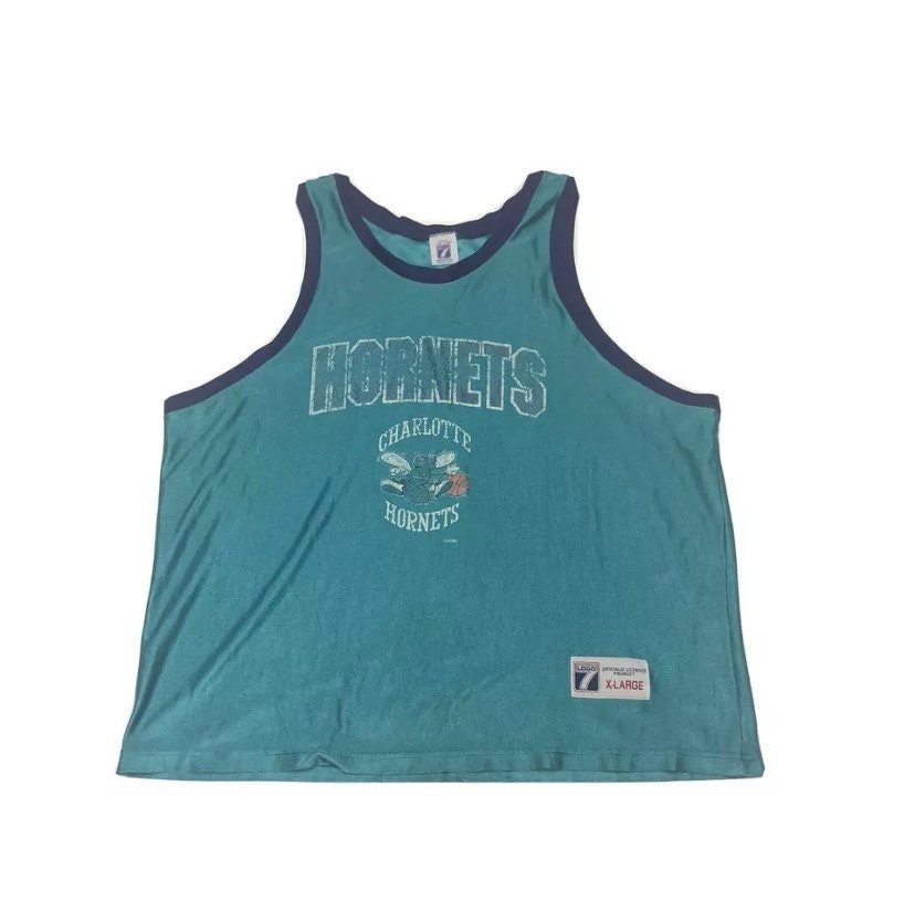 Vintage Charlotte Hornets Mens Jersey Xl Blue 90s Nba Etsy