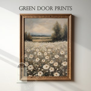 Vintage Oil Painting | Instant Download | Portrait Art | Wall Art | Gift Wall Art | Wildflower Art | Green Door Prints | High Resolution