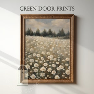 Vintage Oil Painting | Instant Download | Portrait Art | Wall Art | Gift Wall Art | Wildflower Art | Green Door Prints | High Resolution