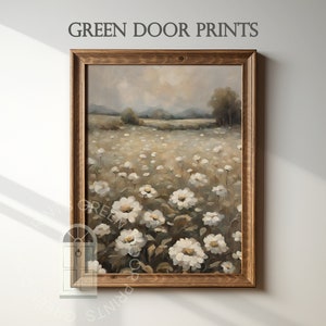 Vintage Oil Painting | Instant Download | Portrait Art | Wall Art | Gift Wall Art | Wildflower Art | Green Door Prints | High Resolution