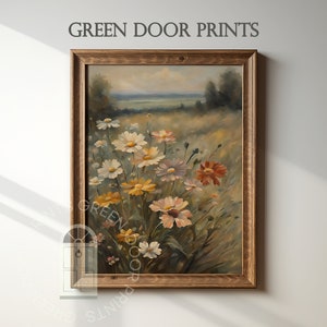 Vintage Oil Painting | Instant Download | Portrait Art | Wall Art | Gift Wall Art | Wildflower Art | Green Door Prints | High Resolution