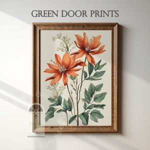 Vintage Floral Print | Portrait Art | Wall Art | Fresh Floral Art | Spring Wall Art | Instant Download | Green Door Prints | High Resolution