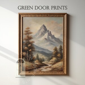 Vintage Oil Painting | Instant Download | Portrait Art | Wall Art | Mountain Art | Spring Wall Art | Green Door Prints | High Resolution