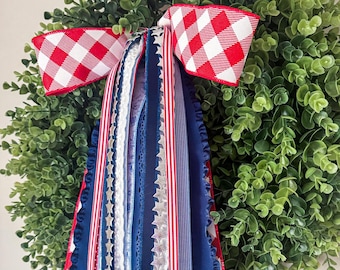 Corona patriótica para picnic con lazo, 61 cm (24"), con cinta intercambiable.