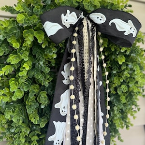 Paquete de cintas Boo Ghost - Paquete de cintas estilo granja - Accesorio para corona - 61 cm de largo