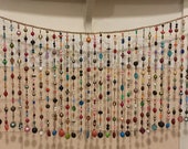 Beaded Cafe Curtain 3 39 2 quot large 97cm wide bright glass colorful vintage Carnival colours Bed Head wall Decor jewellery beads Recycled Gypsy