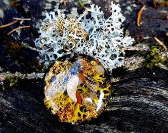 Protection Amulet, Leopard Jaspis , Orgone Amulet, Orgone Charm, Life Energy,18K Gold Plated Necklace 