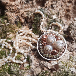 protection amulet/ Orgon/Lakhovsky Antenne/ silver plated chain/EMF protection/ Rodonite
