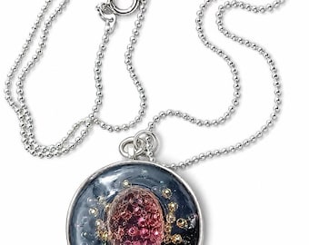 Orgone Protection Jewel with Natural Cut Amethyst , Handmade Gemstone Pendant ,Shungite ,One of a Kind