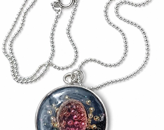 Featured listing image: Orgone Protection Jewel with Natural Cut Amethyst , Handmade Gemstone Pendant ,Shungite ,One of a Kind