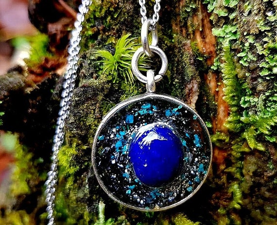 protection amulet/ Orgone/Lapis lazuli /silver plated chain/EMF protection/