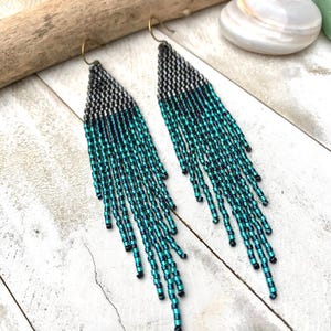 Fringe Seed Bead Earrings Dangle Beaded Earrings Long Earrings