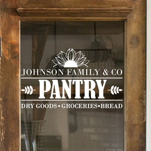 Custom Pantry Door Decal, Pantry Decor, Farmhouse Decor, Personalized Pantry Decal, Housewarming gift, Pantry Sign