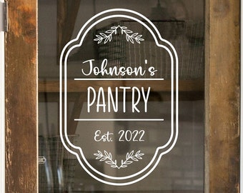 Custom Pantry Door Decal, Pantry Decor, Farmhouse Decor, Personalized Pantry Decal, Housewarming gift, Pantry Sign
