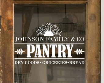 Custom Pantry Door Decal, Pantry Decor, Farmhouse Decor, Personalized Pantry Decal, Housewarming gift, Pantry Sign