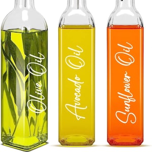 Olie & Azijn Fles Etiketten, Olijfolie Fles Sticker, Balsamico Fles Sticker, Keuken Sticker, Opslag Labels, DIY Fles Label - ALLEEN DECALS
