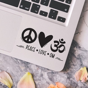Décalque Peace Love Om pour ordinateur portable, voiture, macbook