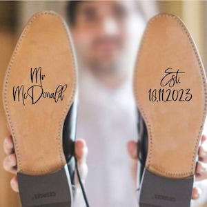 Decalcomania per scarpe da sposa personalizzate, adesivo per scarpe da sposa, adesivo per scarpe da sposo, adesivo per scarpe da sposa personalizzate, adesivo personalizzato Mr.