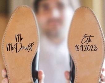 Custom Wedding Shoes Decal, Wedding Shoes Sticker, Groom Shoes Sticker, Personalized Wedding Shoes Sticker, Custom Mr decal
