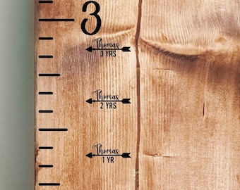Aangepaste stickers voor extra groeigrafiek, geboortedag tot 18 jaar (20 stuks), hoogtemarkeringspijlen voor liniaal groeimeter, groeimeterpijlen