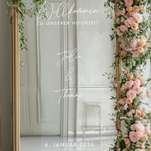Wedding Welcome Sign Decal, Customizable Text, Willkommen zu unserer Hochzeit Decal, Names and Date, Selfie Mirror Sticker, DECAL ONLY