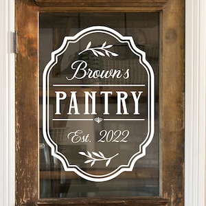 Custom Pantry Door Decal, Pantry Decor, Farmhouse Decor, Personalized Pantry Decal, Housewarming gift, Pantry Sign