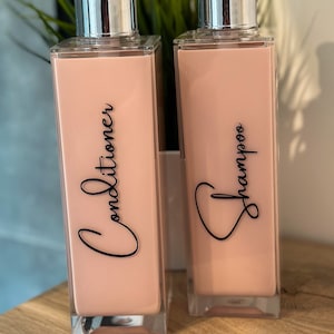 Etichette personalizzate per il bagno, adesivi per shampoo, adesivi impermeabili per l'organizzazione del bagno, adesivi personalizzati per il bagno, etichette fai da te per bottiglie - SOLO DECALCOMANIE