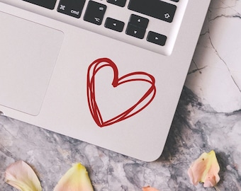 Eenvoudige hart sticker, hart sticker, hand getekend hart, krabbel hart sticker voor laptop, auto, macbook, muur