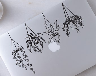 Hanging Plant Decal, Plants Decal, Potted House Plants Sticker, Plant Lover Decal for laptop, car, window