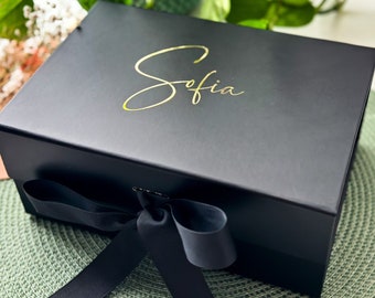 Personalized Gift Box with Ribbon, Bridesmaid Proposal Box, Luxury Gift Box, Wedding Gift Box, Birthday Gift Box, Custom  Keepsake Box