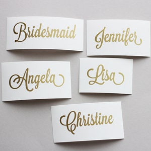 Calcomanía de nombre personalizado, calcomanía de la fiesta de la boda, etiqueta engomada de la boda, calcomanía del vaso de vino, calcomanía del nombre personalizado para el sobre, macbook, percha, yeti