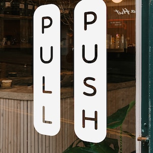 Autocollants PUSH PULL pour porte, ensemble de 2 autocollants, autocollant en vinyle pour signe de porte Push Pull, autocollant en vinyle pour porte de magasin, autocollant en vinyle pour porte de fenêtre de magasin d'affaires