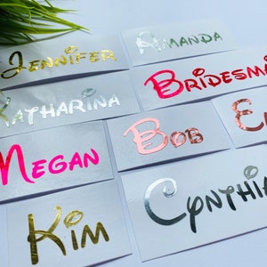 Custom Name Decal, Wedding party decal, Name Sticker, Wine glass decal,  Personalized Name Decal