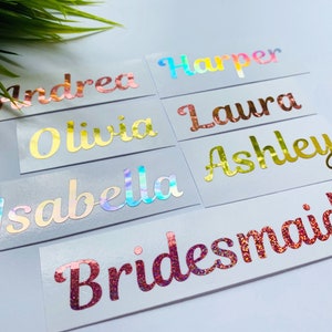 Etiqueta engomada de nombre personalizado, calcomanía de nombre personalizado, calcomanía de fiesta de boda, calcomanía de vidrio de vino, calcomanía de nombre personalizado