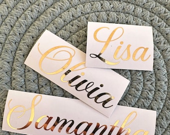 Custom Name Vinyl Decals | Personalized Name Stickers for Weddings, Glasses and Bottles | Matte, Gloss, Foil & Glitter