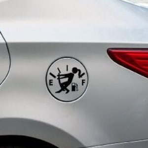 Brandstoftank sticker sticker, tankdop sticker, lege gastank auto sticker, grappige auto sticker, grappige sticker, auto vinyl sticker