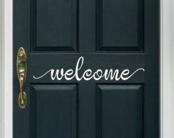 Welcome Door sticker, Voordeur Sticker, Welkom Vinyl Sticker, Welkom Deur Bord, Voordeur Teken