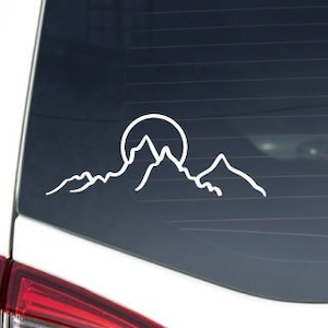 Sun and Waves Mountain Car Sticker, Ocean Wave and Sun Car Decal, Mountain Sticker for laptop, car, macbook, wall