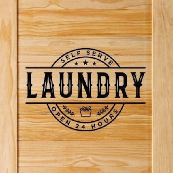 Customizable Laundry Room Wall Decal Sticker - 15 Colors, 6.5x9 Inches, Vinyl Art Sign