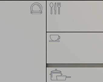 Kitchen Utensil Labels, Kitchen Utensil Icon Decals, Pantry Decals, Kitchen Drawers Vinyl Decals, Kitchen Organizing Labels
