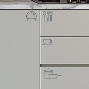 Kitchen Utensil Labels, Kitchen Utensil Icon Decals, Pantry Decals, Kitchen Drawers Vinyl Decals, Kitchen Organizing Labels