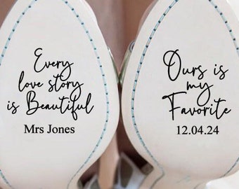 Custom Wedding Shoes Decals, Wedding Shoes Stickers, Bride Shoes Sticker, Personalized Wedding Shoes Sticker, Custom Mrs Shoes Decal