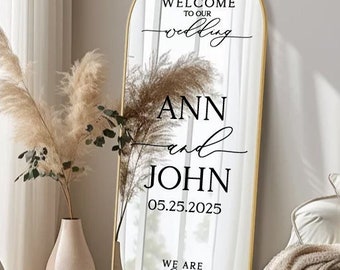 Wedding Welcome Sign Decal, Customizable Text, Welcome to our Wedding Decal, Names and date, Wedding Mirror Vinyl Sticker, DECAL ONLY