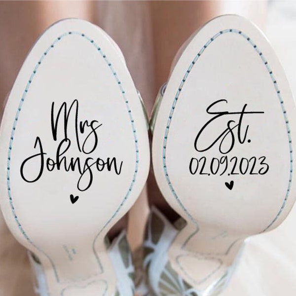 Custom Wedding Shoes Decal, Wedding shoes sticker, Bride Shoes Sticker, Personalized Wedding shoes sticker, Custom Mrs decal