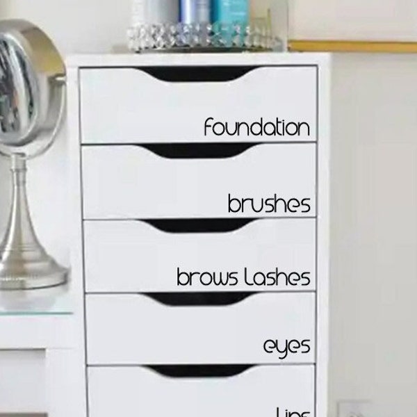 Makeup Organizer Decals, Vinyl Stickers for Make up Storage,  Makeup Labels, DECALS ONLY